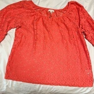 2/$20 JohnPaulRichard coral blouse size large